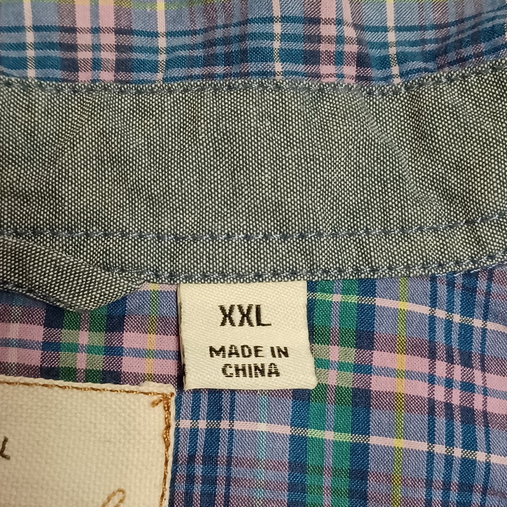 Weatherproof Shirt Mens XXL Blue Plaid Vintage Short Sleeve Button Down Pocket - Picture 8 of 13